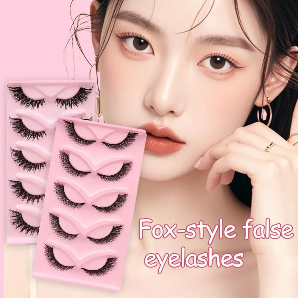 5 Pairs Faux Mink Wispy False Eyelashes – Fluffy Cat Eye Lashes