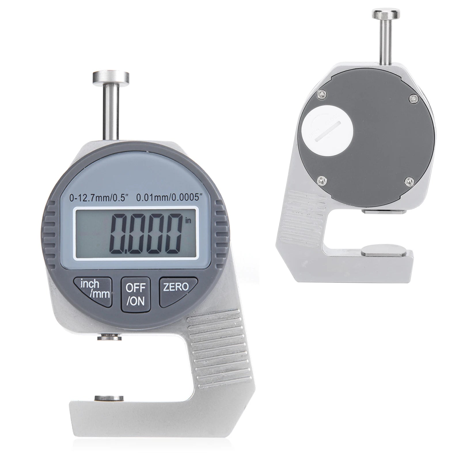 Digital Thickness Gauge Digital LCD Readout Percentile Thickness Gauge 0-12.7mm/0.5" 0.01mm / 0.0005" Flat Measure Head Oasis Select