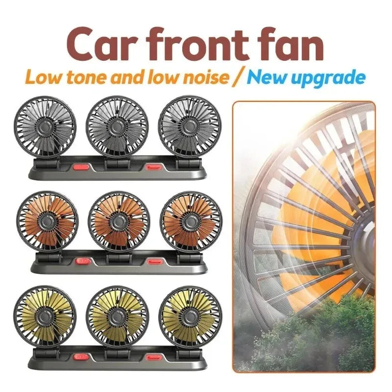 1/2/3 Head Car Fan Summer Air Fan USB/12V/24V Fan Cooler Adjustable 2 Speeds Silent Fan for Home Desk Office&Car Air Fan Oasis Select
