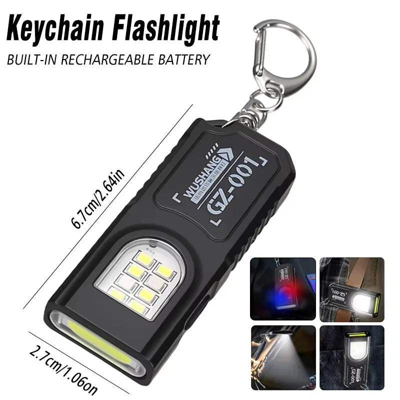 Mini Keychain EDC Flashlight Rechargeable Magnetic Torch Super Bright Pocket LED Torch Pen Clip Headlamp Outdoor Fishing Lamp Oasis Select Mini Flashlight