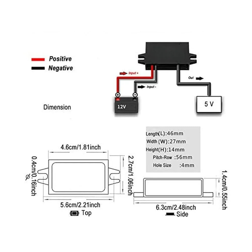 DC To DC 12V (8-23V) Step Down To 5V 3A 15W Converter Module Waterproof Housing With Micro USB Output Compatible With Many Phone Oasis Select