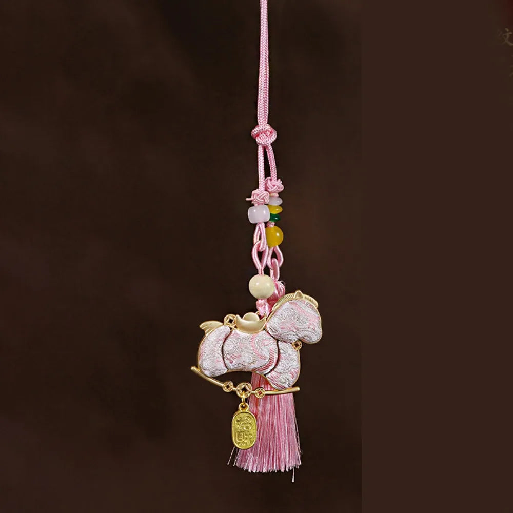 Chinese Style Pony Embroidered Pendant Satin Brocade New Year Horse Pendant Spring Festival Tassel Horse Hanging Decoration Oasis Select Style 1 4XL