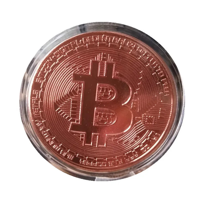 1/2/3/4pcs Gold Plated Coin Art Collection Gold Plated Physical Bitcoins Bitcoin Gift Physical Metal Antique Imitation Coins Oasis Select 1pcs Rose gold