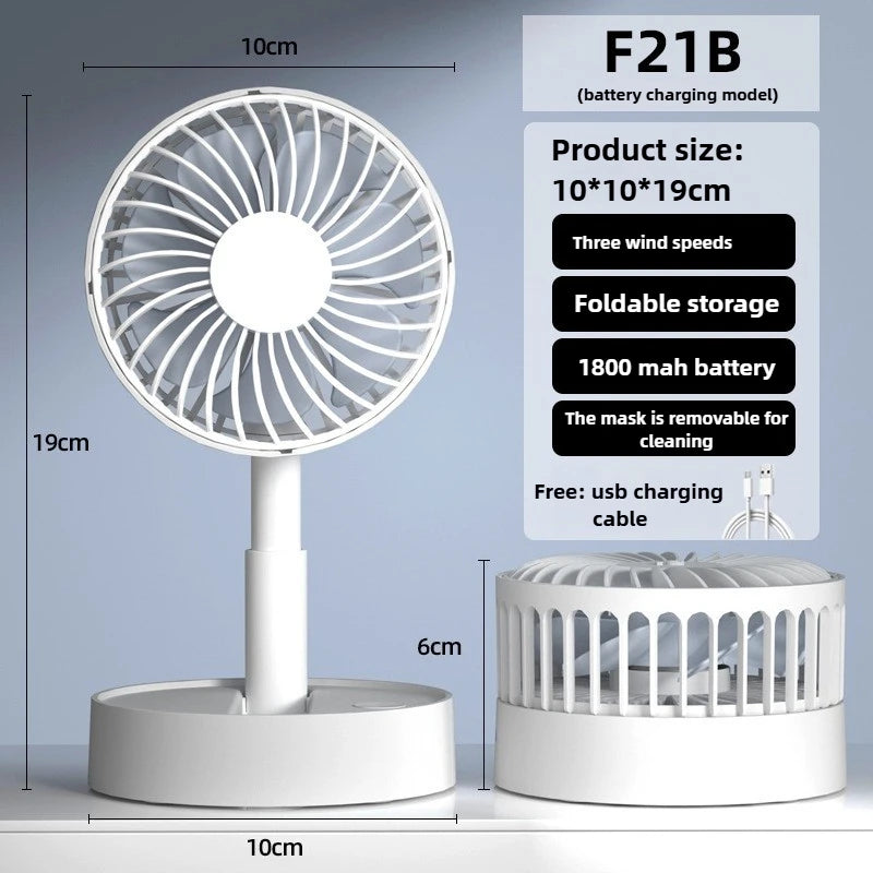 URGGU USB Folding Portable Fan – Telescopic Oscillating Desk Fan