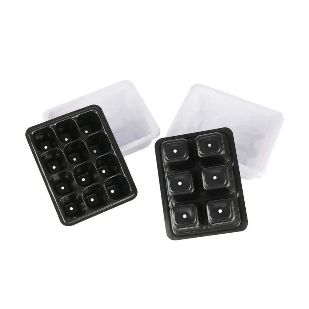 With Cover 12 Cells Seedling Trays White Square Portable Nursery Box Set Breathable Germination Box Greenhouse Oasis Select