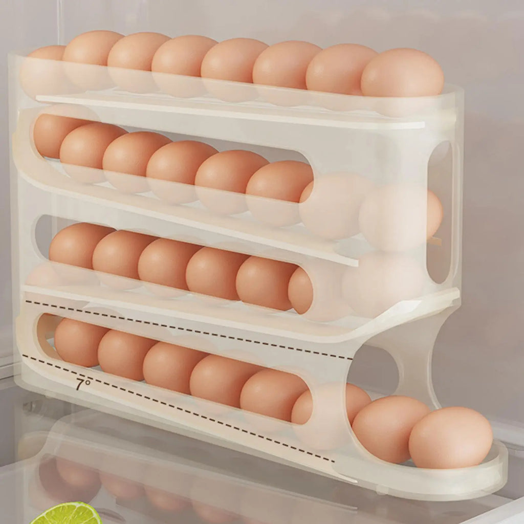 Automatic Egg Rolling Dispenser 4-Tier Large Capacity Tilted Egg Storage Rack Space-Saving Storage Boxes Egg Organizer Tray for Oasis Select