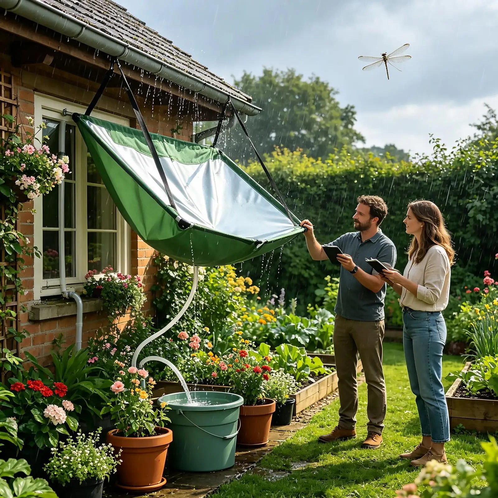 1pc Rain Collector for Garden Water Harvester Cloth with Hose Rain Catcher Filter for Outdoor Garden Camping rainwater harvester Oasis Select