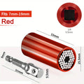 Universal Socket Wrench Set 7-19mm with 3/8-inch Professional Impact Socket Adapter Multi- Nut Tightening Quick Ratchet Stand Oasis Select Red