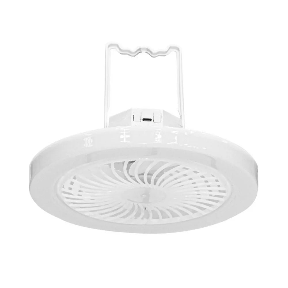 USB Rechargeable Ceiling Fan Light Super Quiet 3 Color Light Modes Hanging Fan Lamp Energy Saving Hooked & Stand Design Oasis Select White