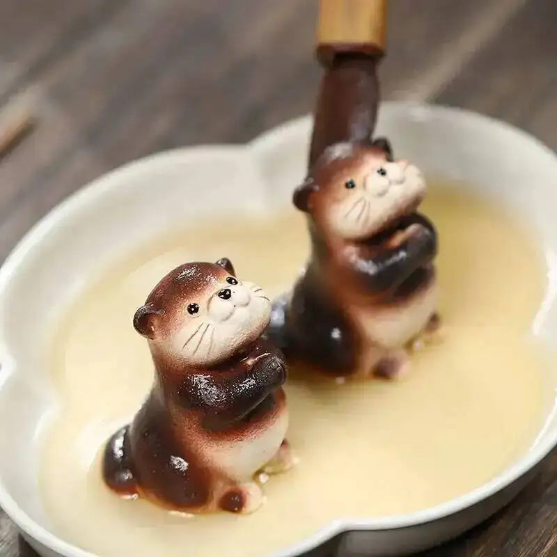 Zisha Tea Pet Otter Ornament Cat Powder Slurry Animal Tea Play Decoration Tea Table Чайные украшения Oasis Select