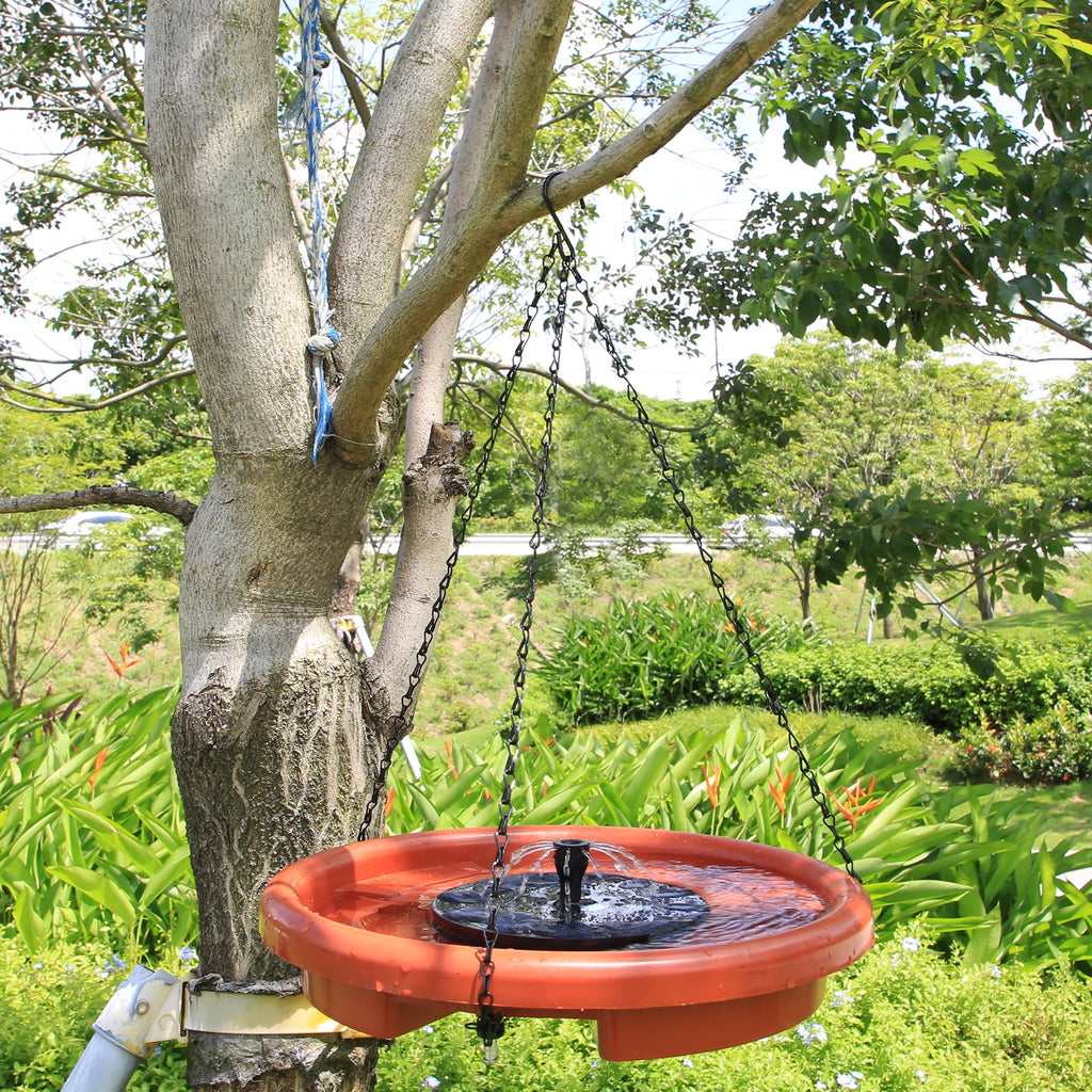 12 Inch Bird feeder Hanging Bird Bath with fountain Outdoor Bird Drinking Bird Tray with Hook and Chain for Garden Yard Patio Oasis Select