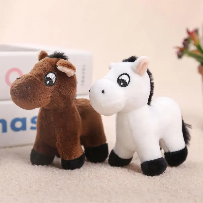 1Pcs Cartoon Pony Pendant Stuffed Animal Horse Plush Toy Key Ring Backpack Ornaments Hanging Decoration Oasis Select