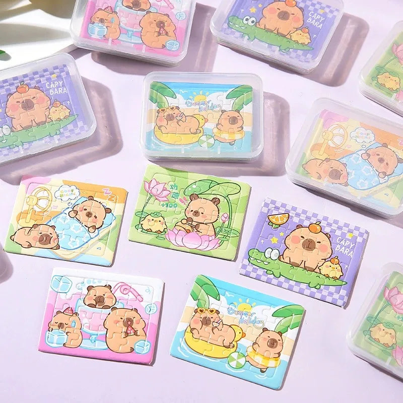5-100PCS Cartoon Animal Capybara Paper Jigsaw Puzzles Educational Toy for Kids Birthday Party Favors School Prizes Oasis Select