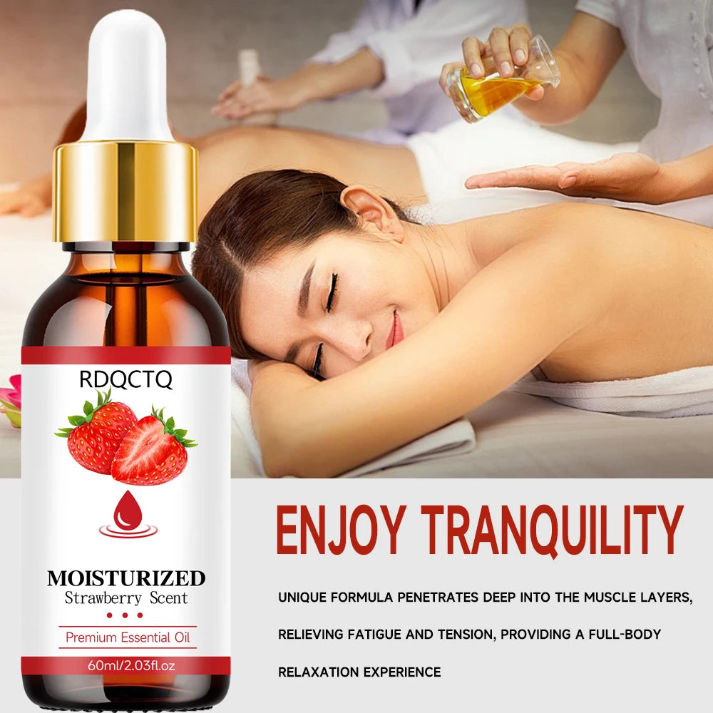 Strawberry Scented Moisturizing Essential Oil - Fruity Fragrance Hydrating Body Massage Oil for Dry Skin Care SPA Relaxing Oasis Select