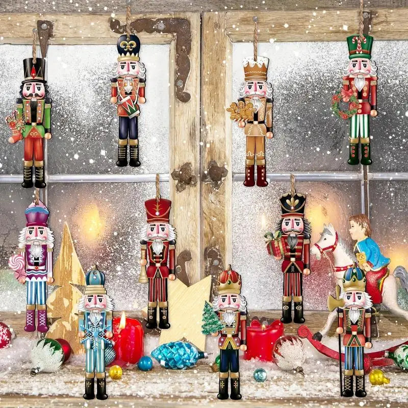 12pcs Christmas Nutcracker Set 8cm Wooden Soldier Dolls for Xmas Tree Holiday Home Office Table Decorations Oasis Select