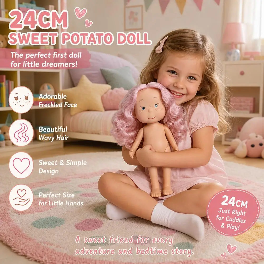 Realistic Vinyl Doll with Long Hair Unclothed Art Toy Collection Figurine Cute Face Freckles Play Doll Gift Toy Oasis Select