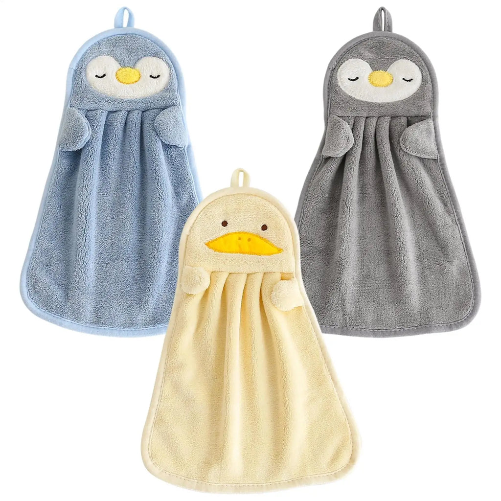 Hand Towels Absorbent Velvet Hand Towel Cute Animal Design Household Hanging Kitchen Dishwashing Towel for Home Bathroom Oasis Select