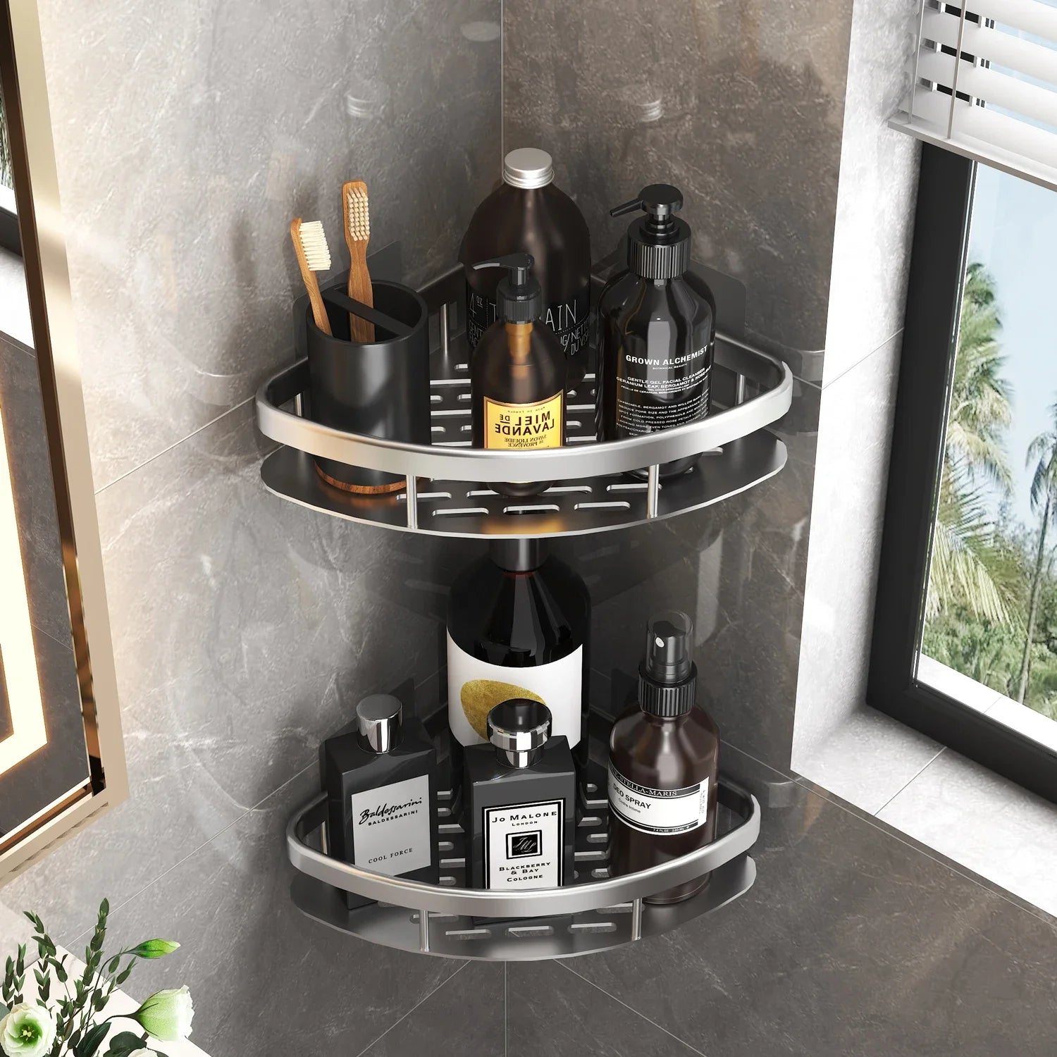Bathroom Shelf Kitchen Storage Organizer Aluminum Alloy Shampoo Rack Shower Shelf Bathroom Accessories No Drill Shelf Oasis Select
