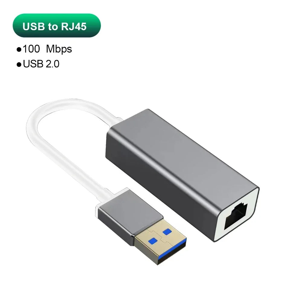 1000Mbps USB Type C Ethernet Adapter RJ45 Network Card for MacBook PC Windows XP 7 Internet Cable Lan USB for Android Oasis Select USB 100Mbps