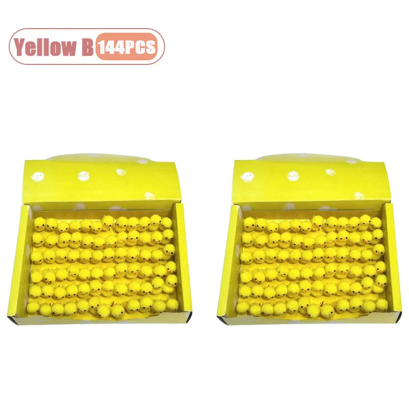 Mini Easter Chicks Flocked Figurines 24–216 PCS | Spring Decor