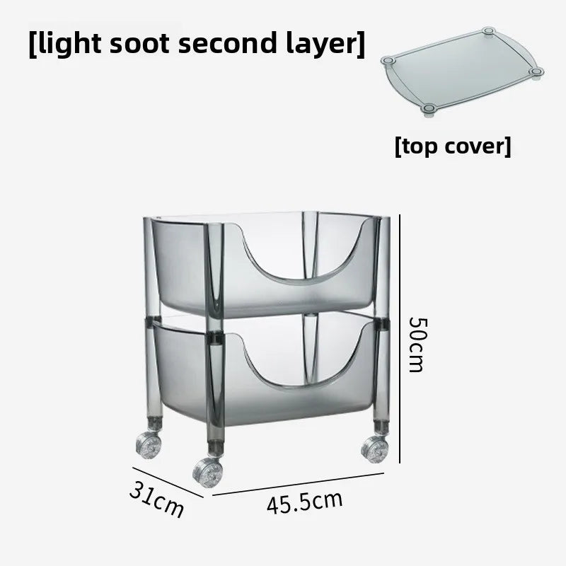 Creative acrylic multi-layer removable shelves ins bedroom kitchen trolley bathroom storage cabinet Oasis Select light soot 2 layers