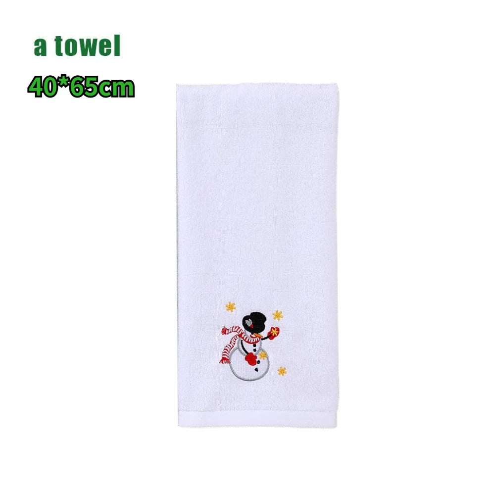 Christmas themed embroidered soft and skin friendly pure Cotton towels suitable for daily kitchen and bathroom use Oasis Select 01