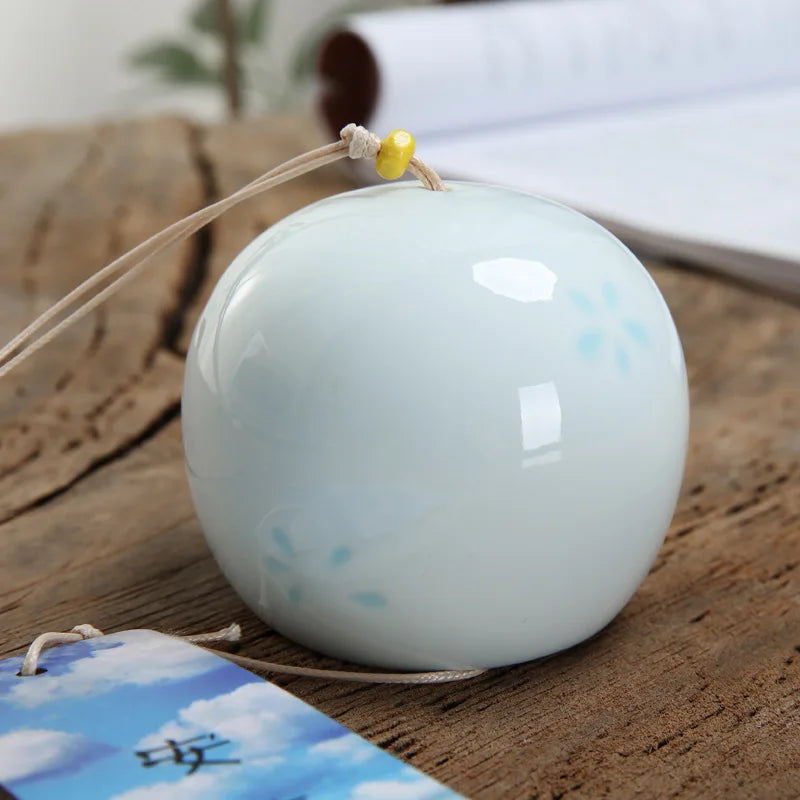 Japanese Style Ceramic Wind Chimes Handcrafted - Ceiling Ornament, Creative Birthday Wish Gift & Christmas Decor Oasis Select Sakura - Large 2PCS