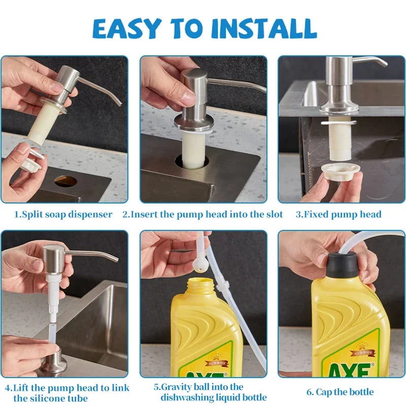 Stainless Steel Sink Soap Dispenser Pump | 1 or 2 Pack