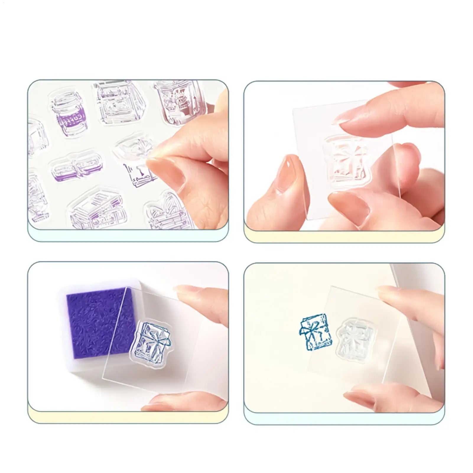 Clear Stamps Journaling Stamps Silicone Cute Clear Decor Acrylic Handle Reading Journal Supplies for Books Making Notebook Oasis Select