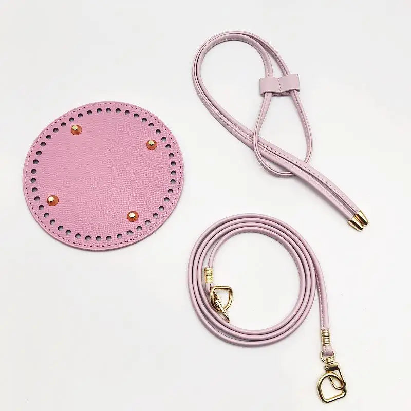 PU Leather Bucket Bag Base DIY Kit – Strap & Drawstring Set Bag Making Kit Oasis Select 3PCS Pink
