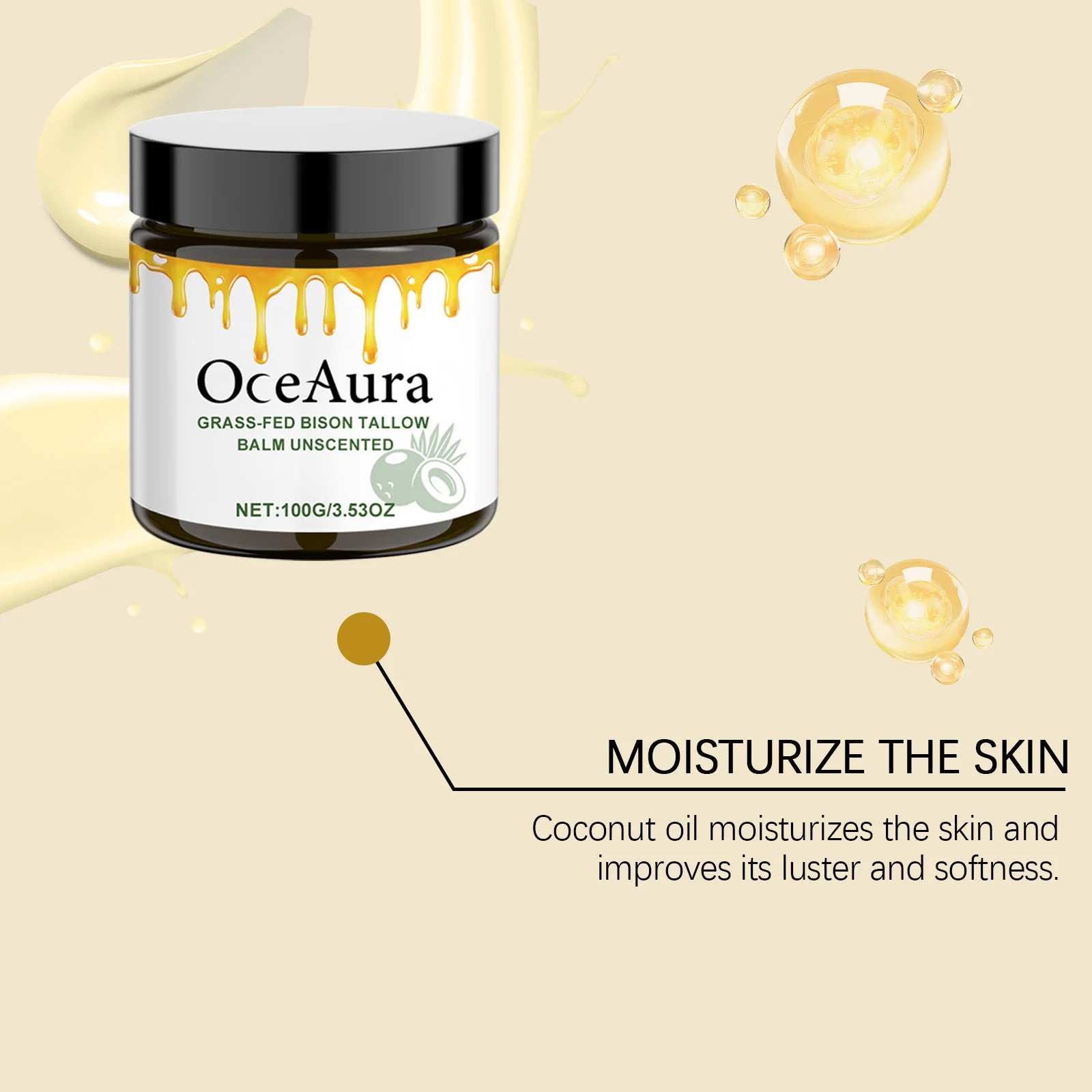 OceAura Organic Tallow Balm Face Cream – Collagen Moisturizer Tallow Balm Face Cream Oasis Select