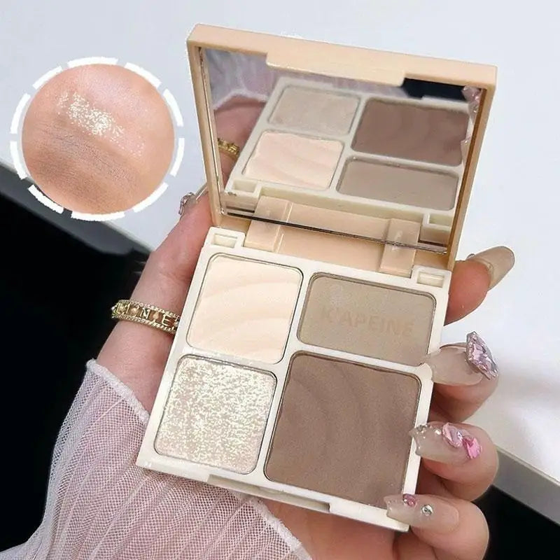 4-Colors Highlight & Contour Palette with Mirror Matte Highlighter Contour Natural Glow Contour Powder Face Makeup for Beginners Oasis Select 01