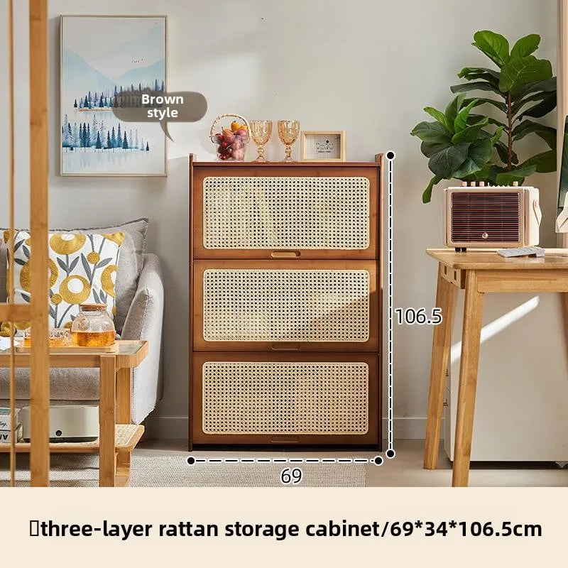 Bookshelf storage rack floor-to-ceiling living room bookcase household rattan storage cabinet bedroom acrylic display cabinet Oasis Select Three layers