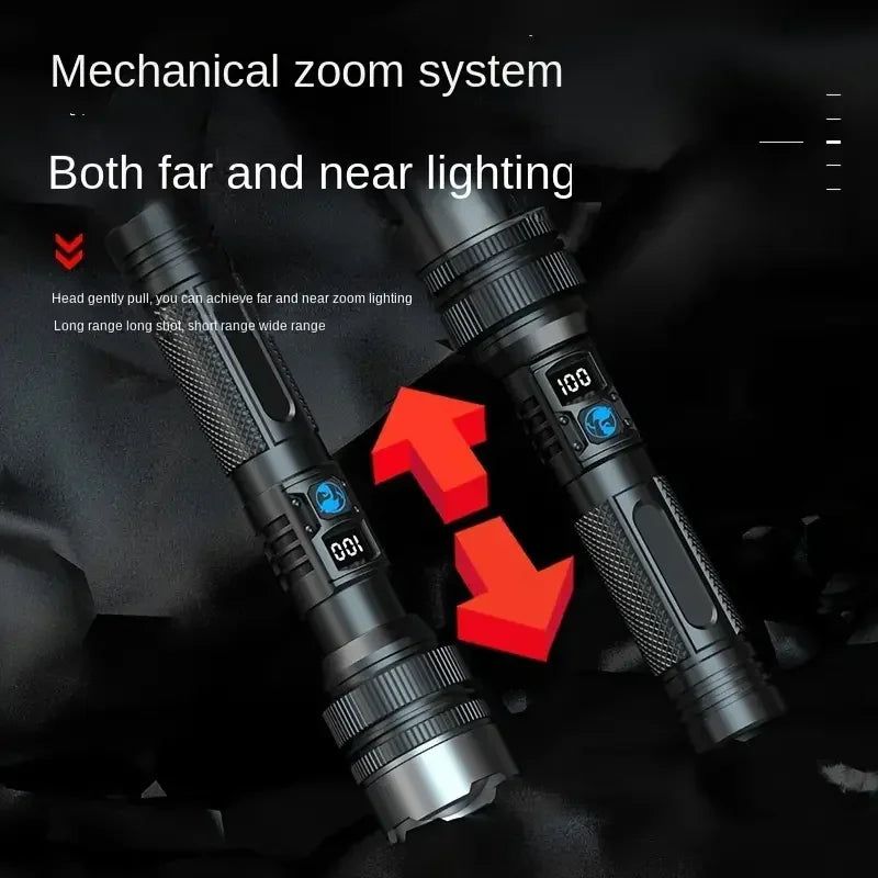 High Strong Power Led Flashlights USB Rechargeable Tactical Light Emergency Spotlights Telescopic Jetbeam Built-in Battery Torch Oasis Select