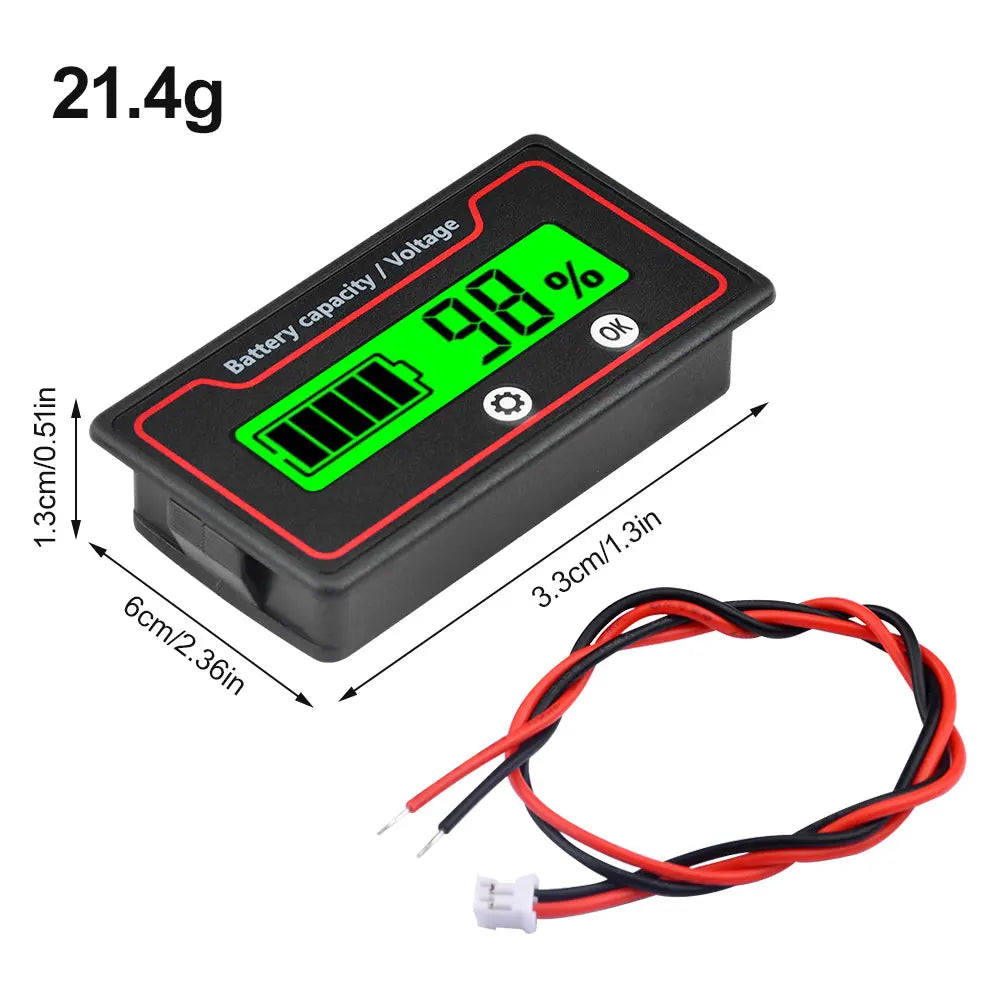 Car Battery Charge Level Indicator 12V 24V 36V 48V 60V 72V Lithium Battery Capacity Meter Tester Display LED Tester Voltmeter Oasis Select