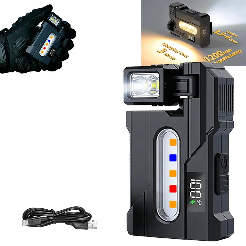 LED EDC Flashlight USB-C Rechargeable Rotating Head Magnetic Torch