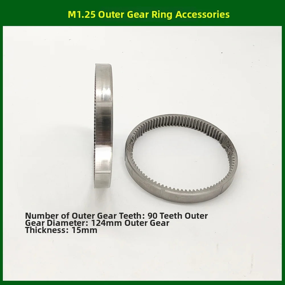 M1.25 90 Tooth Outer Ring Gear 124mm For 750W 1000W E Bike Scooter Motor Steel Large Ring Gear Electric Bicycle Parts Silver Oasis Select