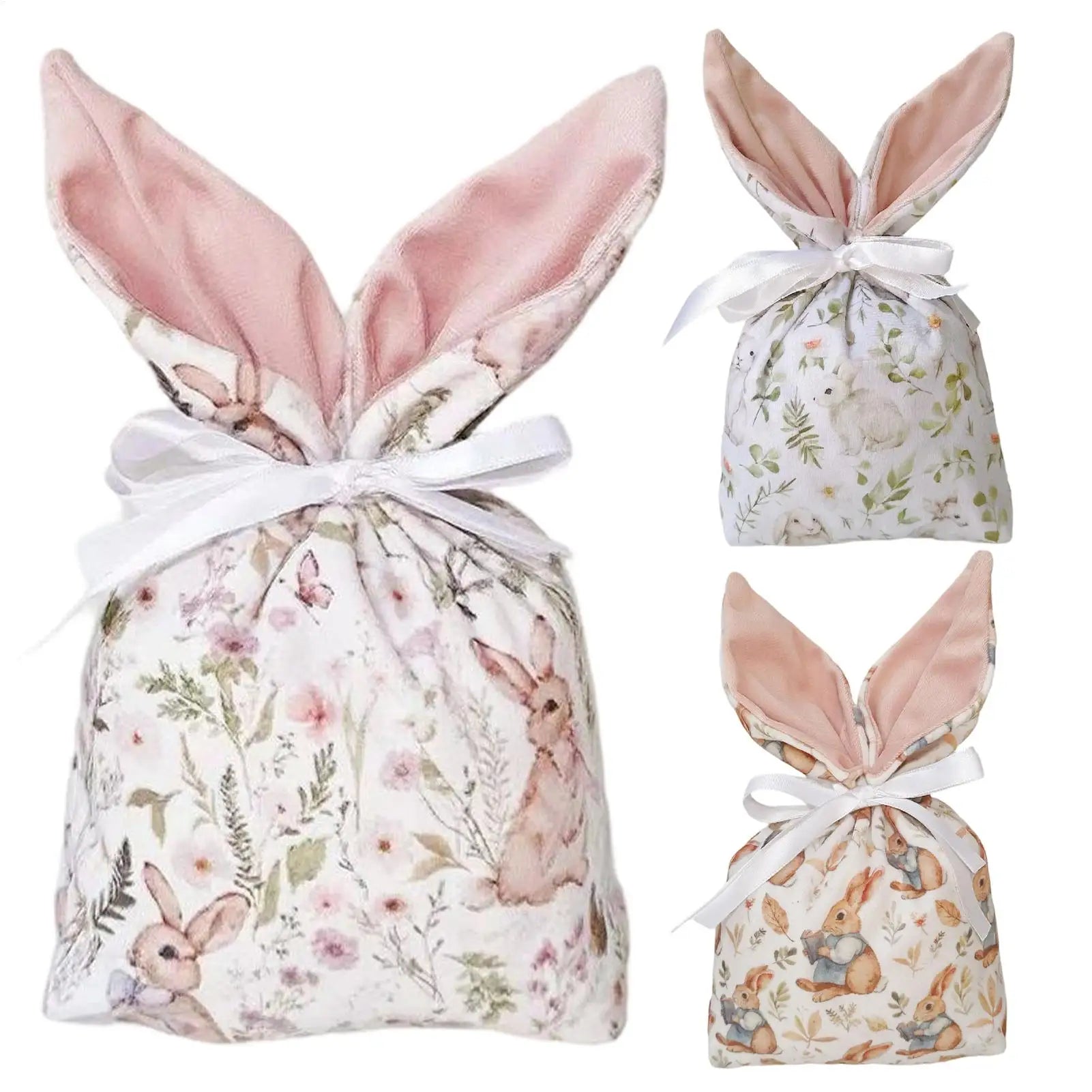 Easter Candy Bags 10Pcs Rabbit Ear Bags Carton Candy Cookie Bags for Easter Party Baking Snack Packing Supplies Favors Bags Oasis Select