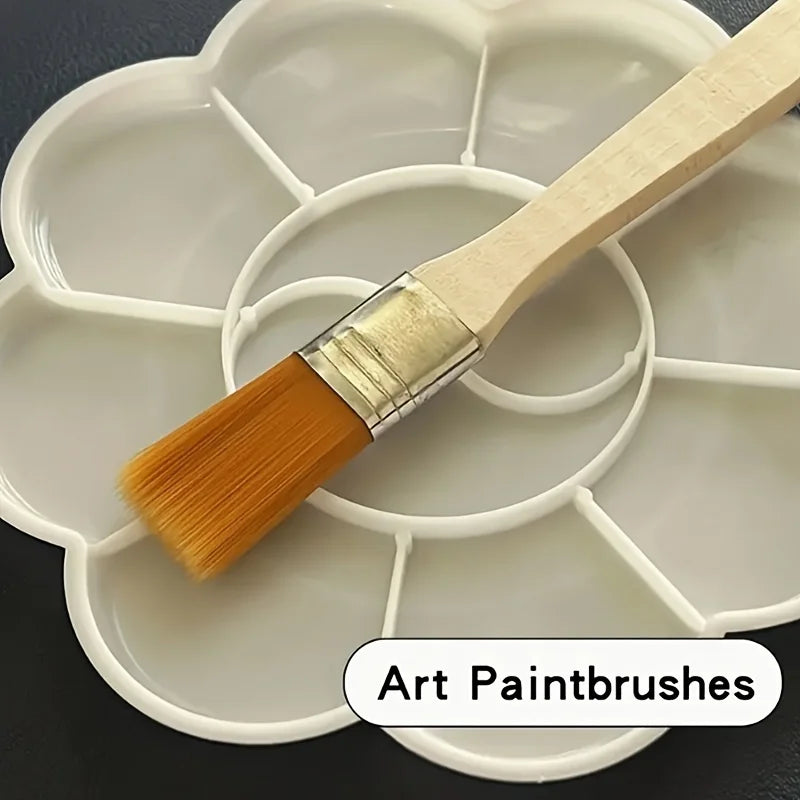 24/48/72 nylon brushes, short wooden handle art paint brushes, watercolor brushes, wall brushes, art brushes, cleaning tools Oasis Select