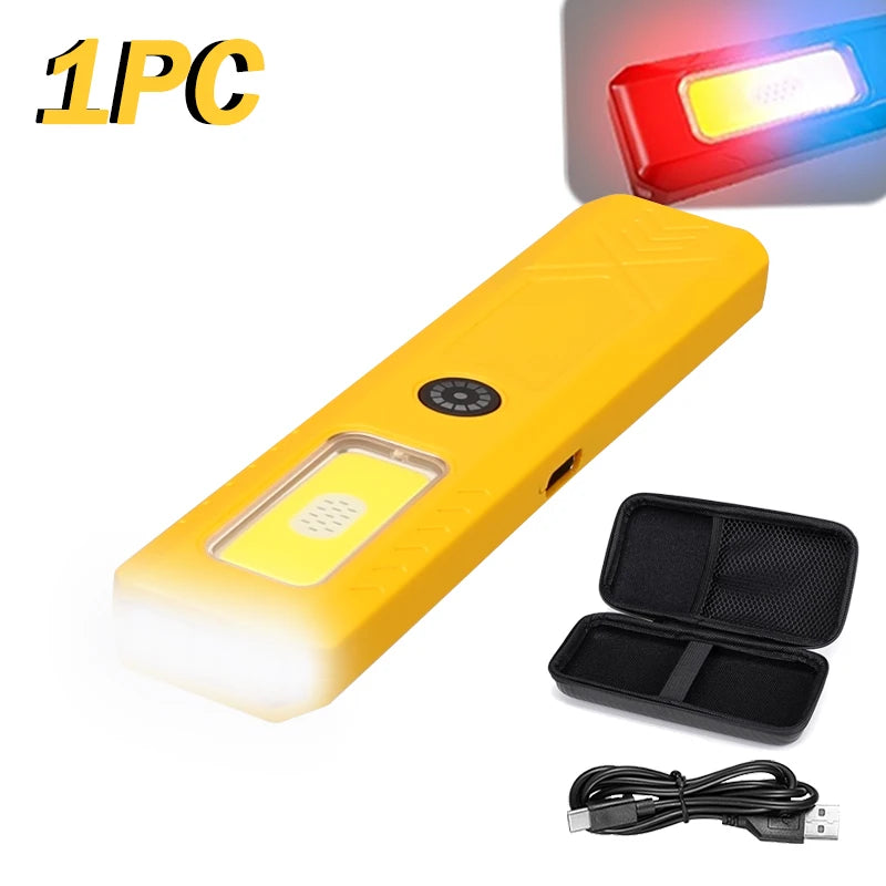 Mini EDC Flashlight USB Rechargeable – COB+LED, 6 Modes, Clip