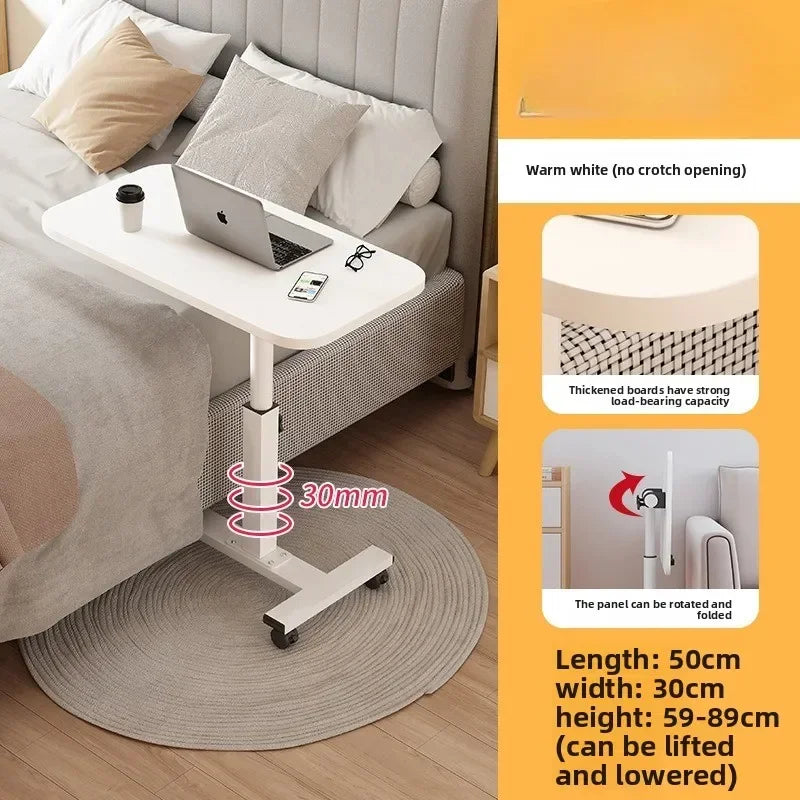 Multi-functional Household Goods Bedside Table Sofa Side Desk Bedroom Removable Lift Lazy Computer Desk Office Small Table Oasis Select F-W-White