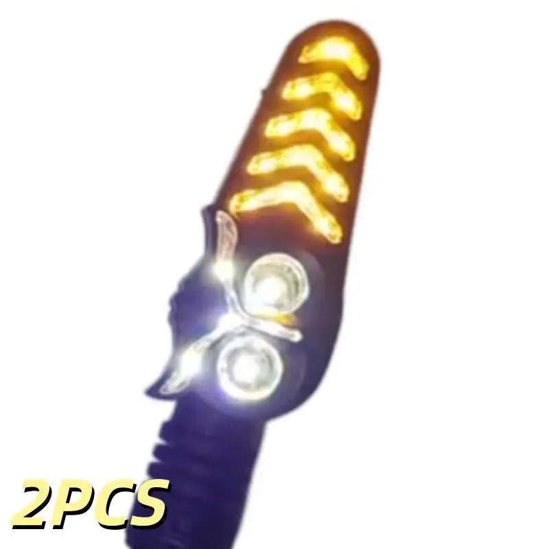 2Pcs Dual Color Skeleton Arrow Amber Flashing Blinker Indicator Motorcycle Owl Shaped LED Turn Flowing Signal Light Oasis Select A6