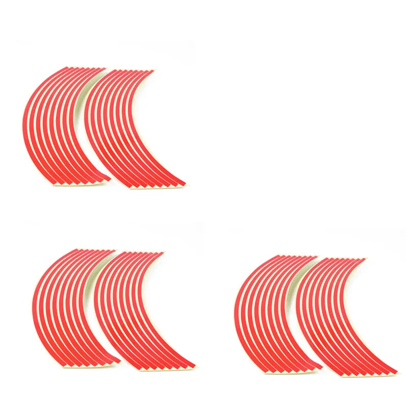 1/2/3set Motorcycle Wheel Tire Stickers Strips Reflective Rim Tape Strip Motorcycle Car Wheel Tire Sticker Motorbike Auto Decals Oasis Select 3set-Red