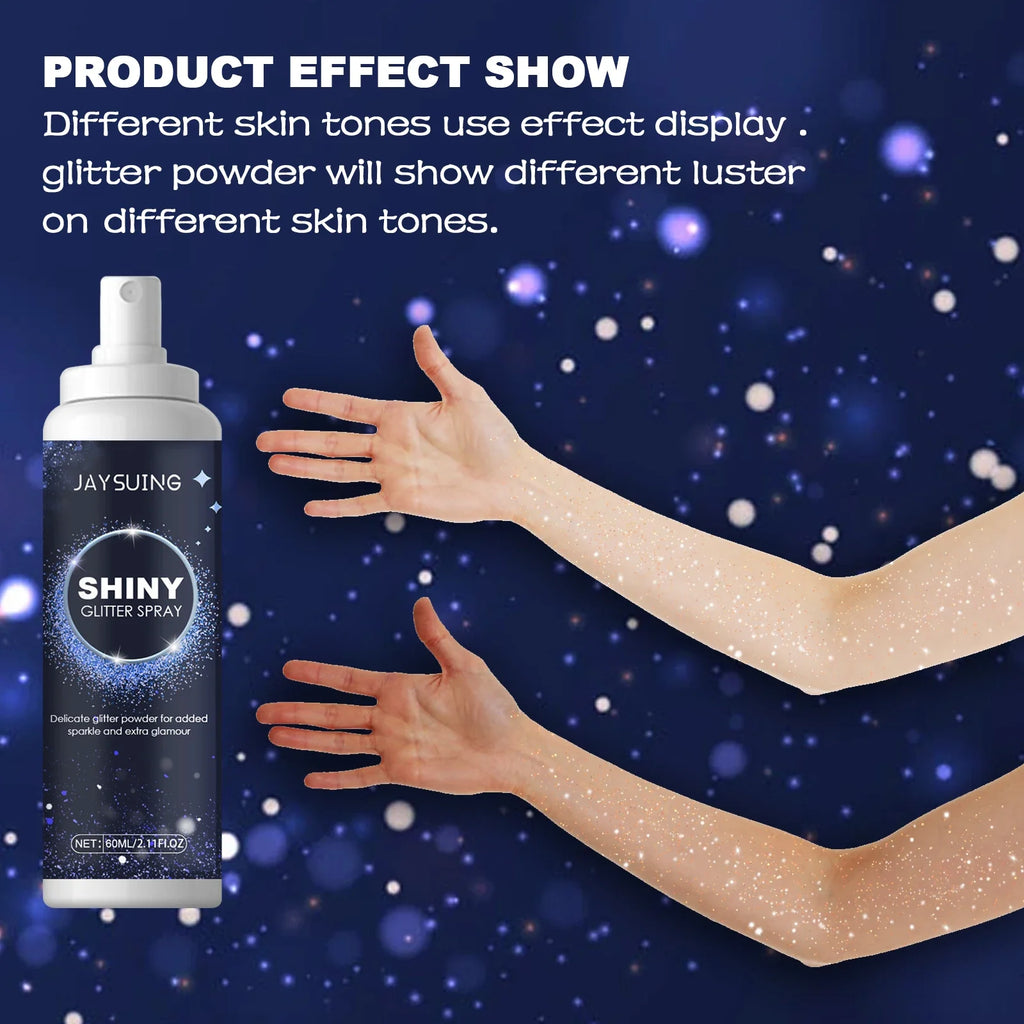 Shiny Glitter Spray Radiant Silver Glitter Spray for Hair &Body Instant Holographic Highlight Sparkling Shimmer Makeup for Party Oasis Select