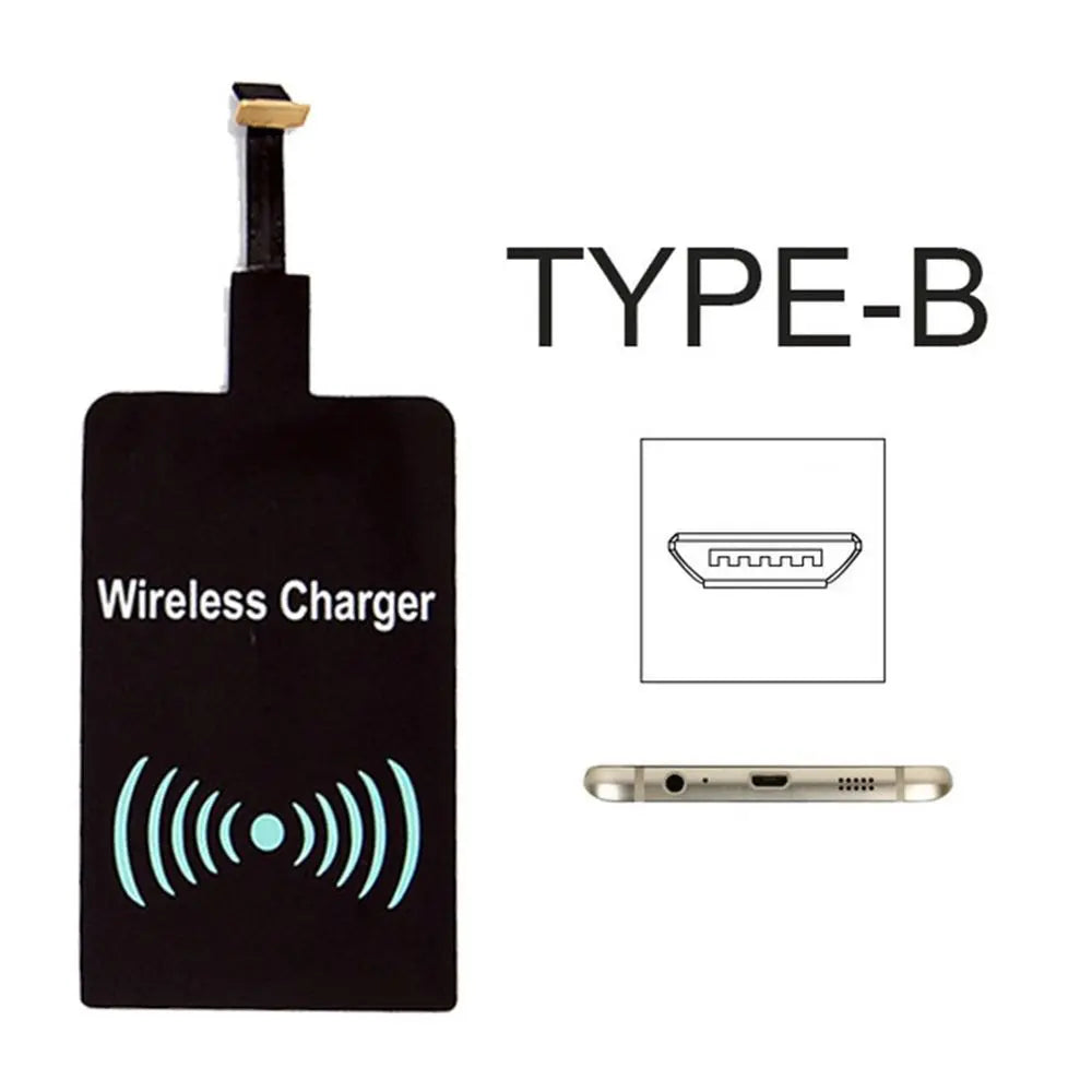 For iPhone 5 5S SE 6 6S 6Plus 7 Plus Android Type-C Adapter Qi Wireless Charging Induction Patch Charge Coil Receiver Charger Oasis Select 2