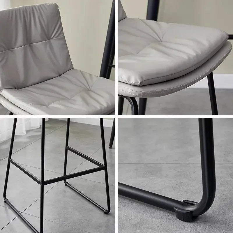 Nordic Light Luxury Soft Bag Bar Chair Restaurant Cafe Milk Tea Shop Homestay Wrought Iron High Chair Wine Bar Chair Bar Stool Oasis Select