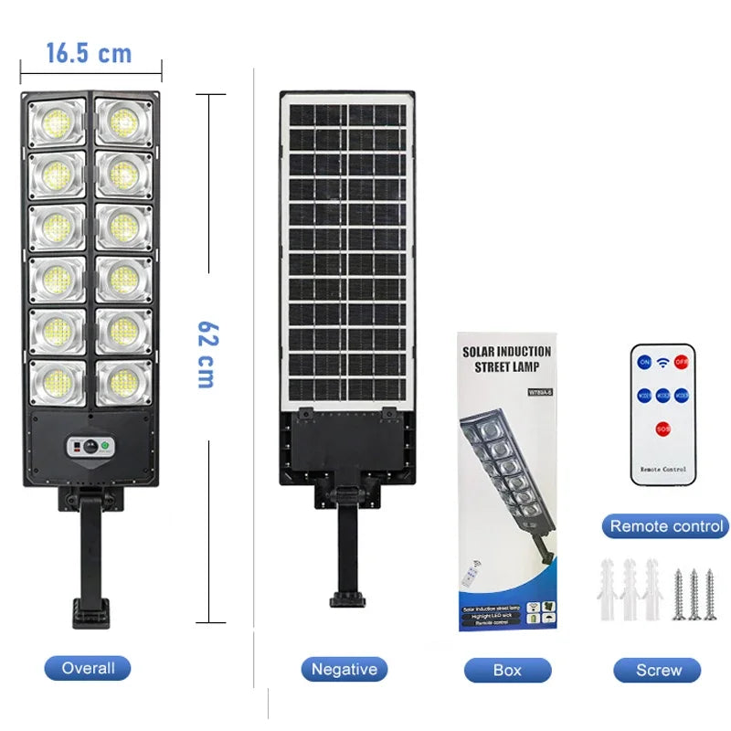 30000LM 10000mAh Solar Led Light Outdoor Powerful Outdoor Solar Lamp Remote Control Waterproof Flood Light Exterior Wall Lamp Oasis Select W789B-6 B-10000mAh