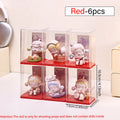 6pcs Acrylic Dust-Proof Colored Base Doll Blind Box Display Box Card Groove Stackable Collectible Crafts Storage Box Handmade Oasis Select 6pcs-red