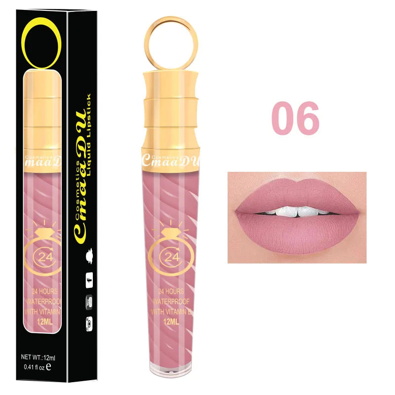 1 Pcs Matte Lip Gloss Waterproof Selection Spiral Glossy Lipstick Long-lasting Non-stick Cup Non-fading Exquisite Gift Oasis Select 06