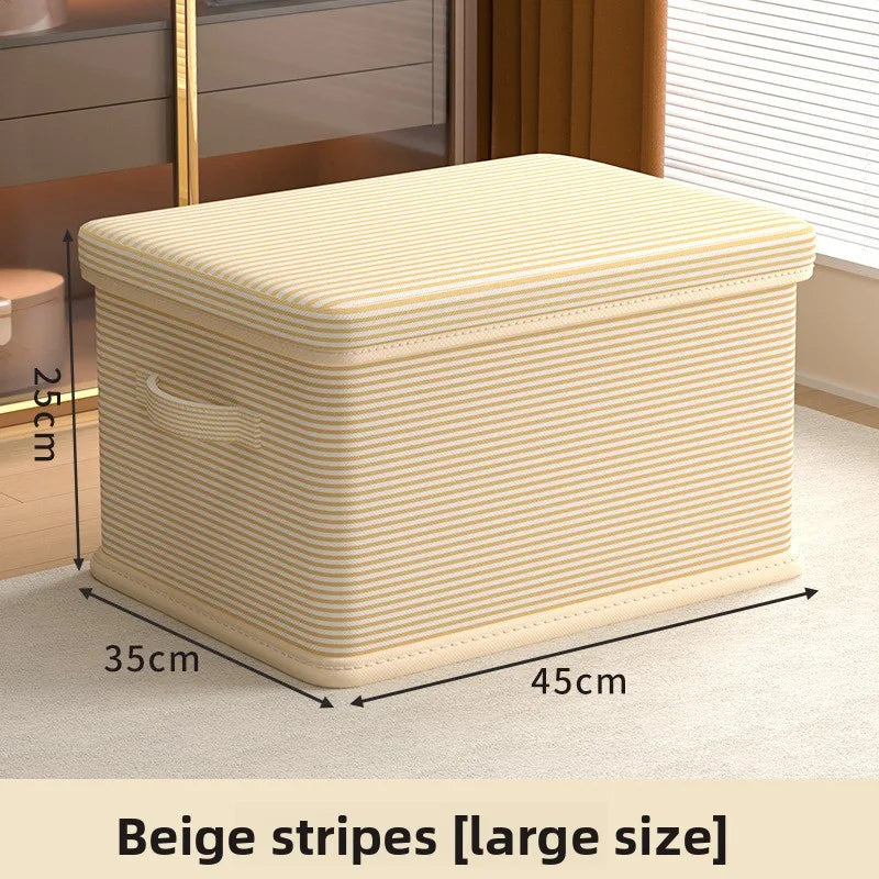 Clothes Storage Box Household Large-capacity Wardrobe Snacks Toys Layered Finishing Artifact Folding Storage Box Basket with Lid Oasis Select L 2